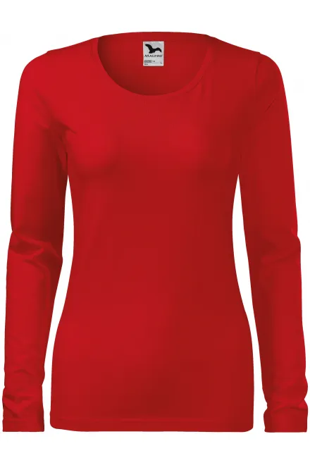 Eng anliegendes Damen-T-Shirt mit langen Ärmeln - rot, S