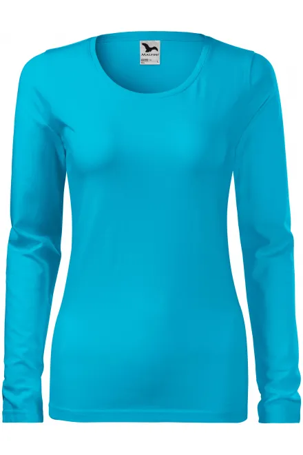 Eng anliegendes Damen-T-Shirt mit langen Ärmeln - türkis, S