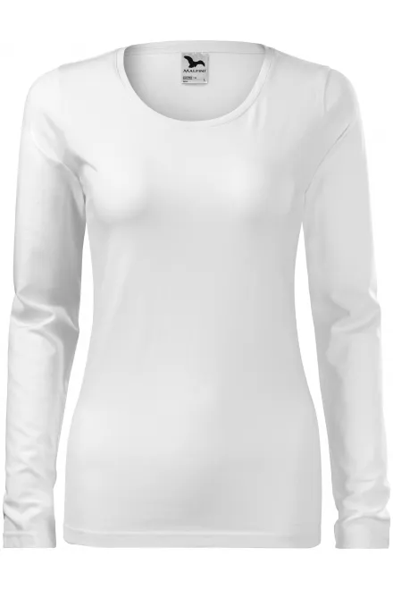 Eng anliegendes Damen-T-Shirt mit langen Ärmeln - weiß, S