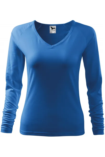 Eng anliegendes T-Shirt für Damen, V-Ausschnitt - hellblau, XS