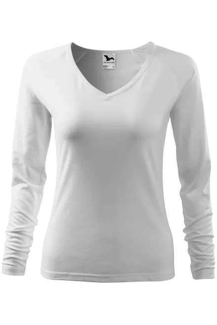 Eng anliegendes T-Shirt für Damen, V-Ausschnitt - weiß, XS