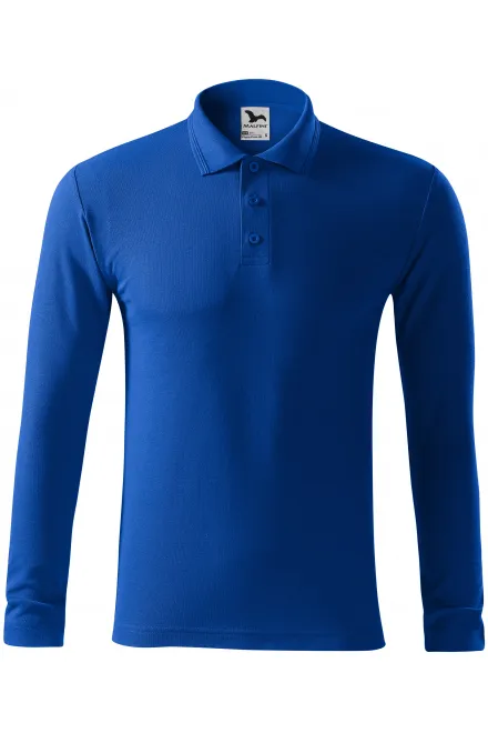 Grobes Poloshirt für Herren mit langen Ärmeln - königsblau, S