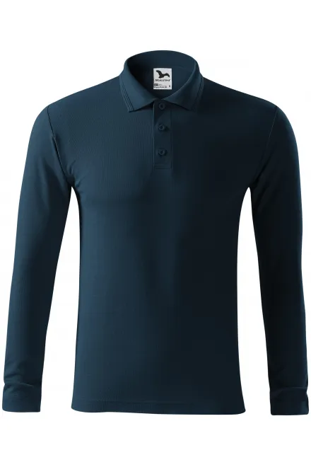 Grobes Poloshirt für Herren mit langen Ärmeln - dunkelblau, S