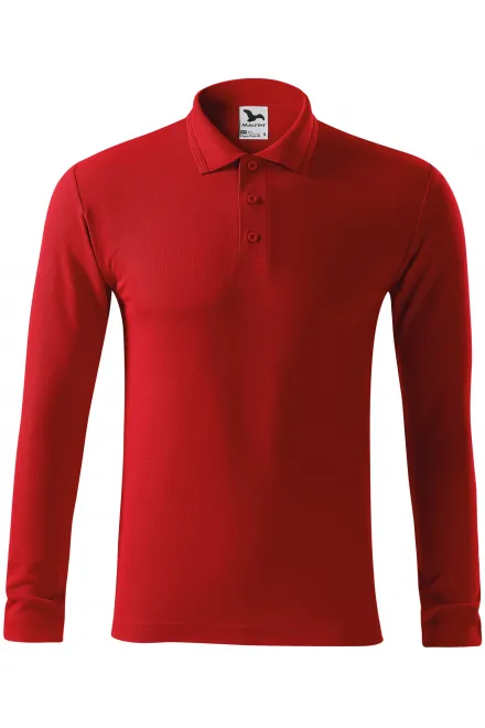 Grobes Poloshirt für Herren mit langen Ärmeln - rot, S