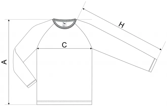 Camouflage T-Shirt mit langen Ärmeln - Maßtabelle
