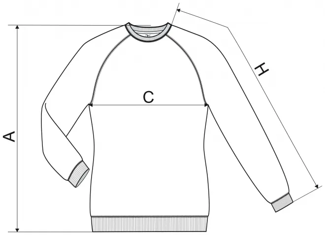 Einfaches Damen-Sweatshirt - Maßtabelle