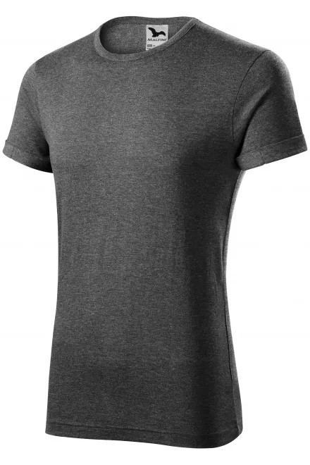 Heren T-shirt met opgerolde mouwen, zwart marmer