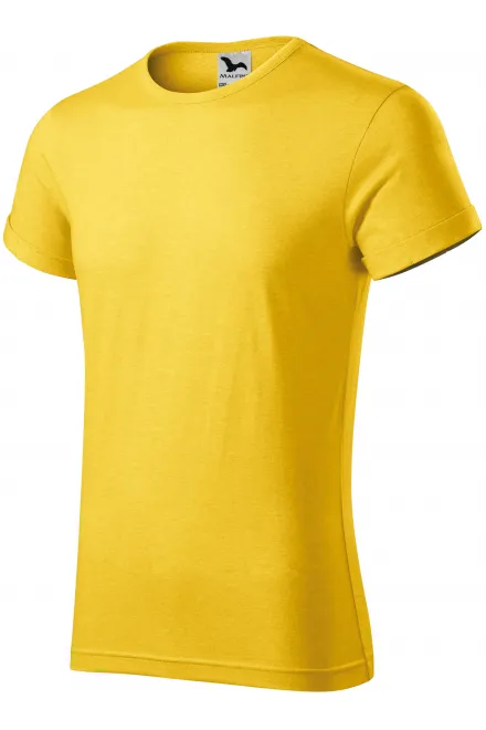 Herre-T-shirt med rullede ærmer, gul marmor