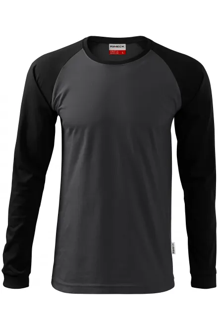 Herren Kontrast T-Shirt mit langen Ärmeln - Ebenholz Grau, M