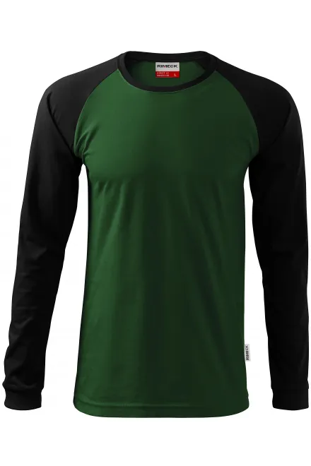 Herren Kontrast T-Shirt mit langen Ärmeln - Flaschengrün, M