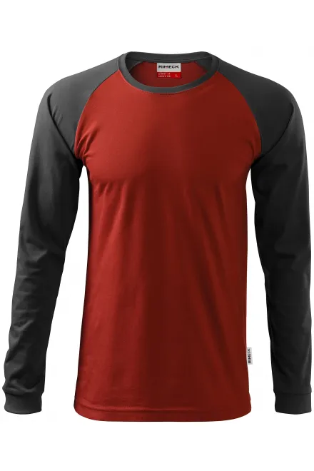 Herren Kontrast T-Shirt mit langen Ärmeln - marlboro rot, M