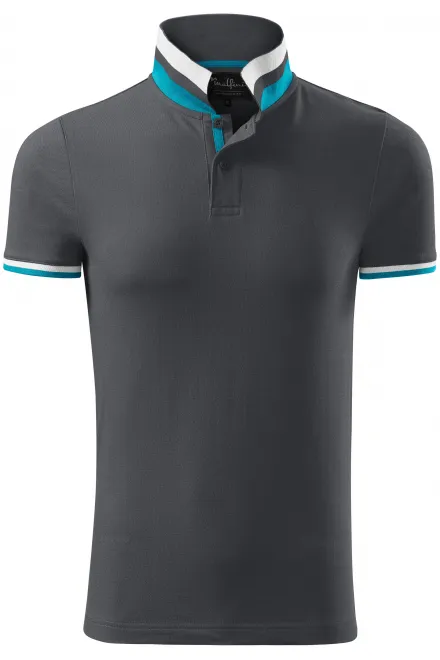 Herren Poloshirt mit Stehkragen - hellgrau, S