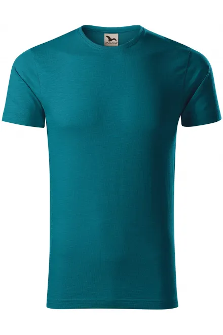 Herren-T-Shirt aus strukturierter Bio-Baumwolle - petrol blue, S