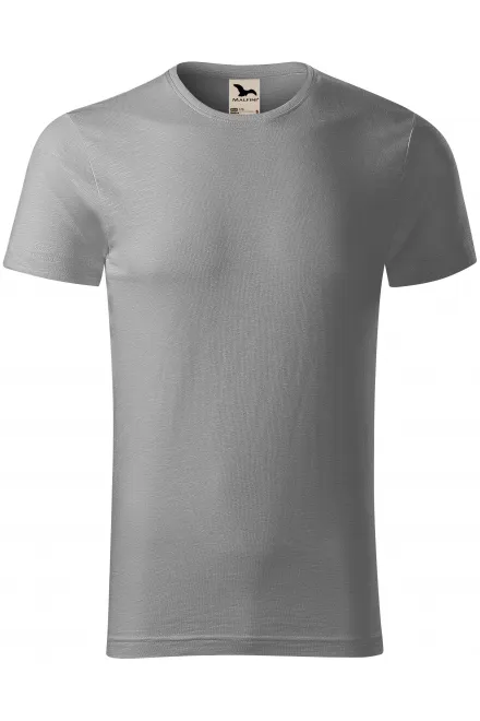 Herren-T-Shirt aus strukturierter Bio-Baumwolle - altes Silber, S