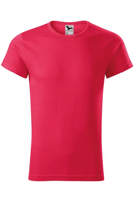 Herren T-Shirt mit gerollten Ärmeln - roter Marmor, S