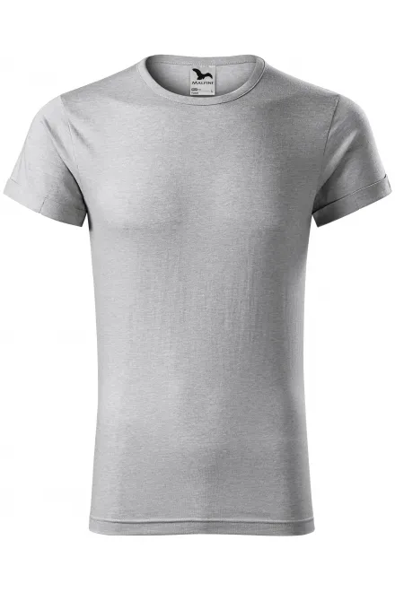 Herren T-Shirt mit gerollten Ärmeln - Silberner Marmor, S