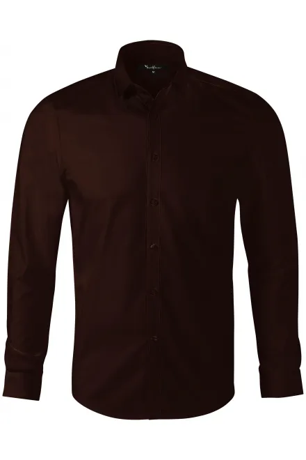 Herrenhemd mit langen Ärmeln Slim Fit - Kaffee, S