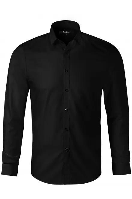 Herrenhemd mit langen Ärmeln Slim Fit - schwarz, S