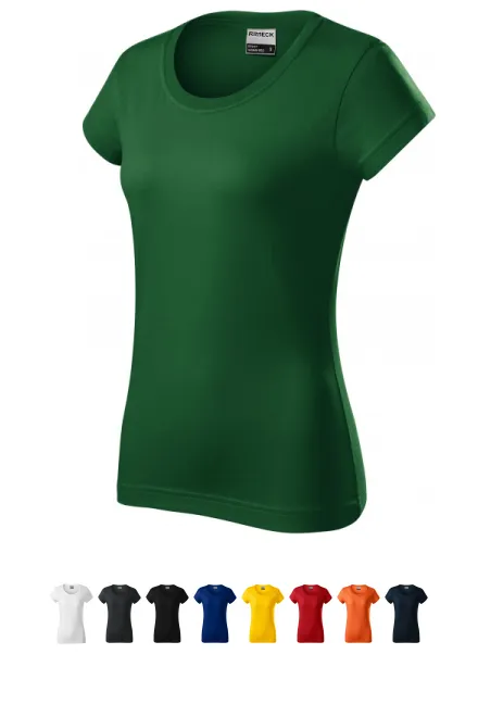 Camiseta de mujer duradera de peso pesado, botella verde