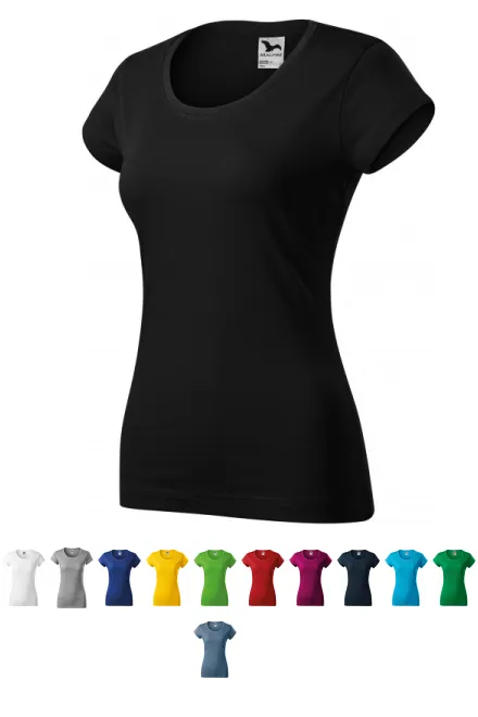 Camiseta de mujer slim fit con cuello redondo, negro