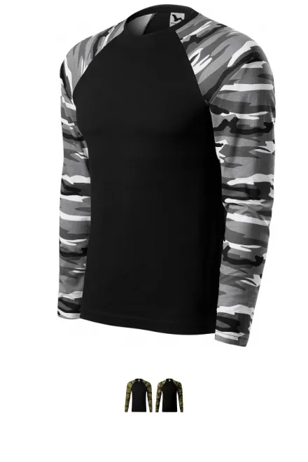 Camouflage T-shirt met lange mouwen, camouflage grijs
