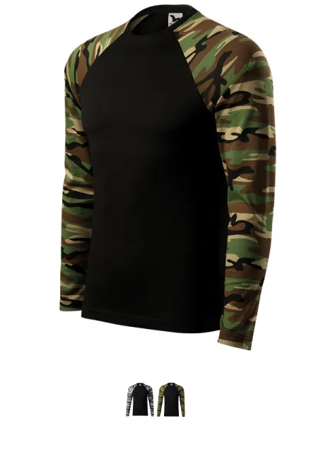 Camouflage T-Shirt mit langen Ärmeln, Tarnung braun