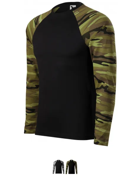 Camouflage T-Shirt mit langen Ärmeln, Tarnung grün