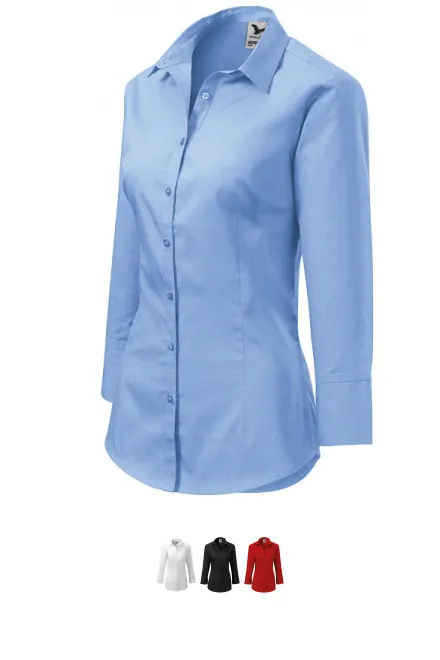 Chemisier femme à manches longues, bleu ciel