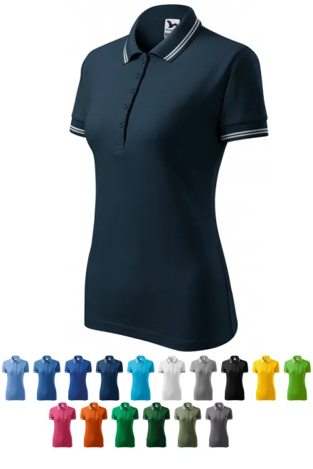 Contrasterend poloshirt voor dames, donkerblauw