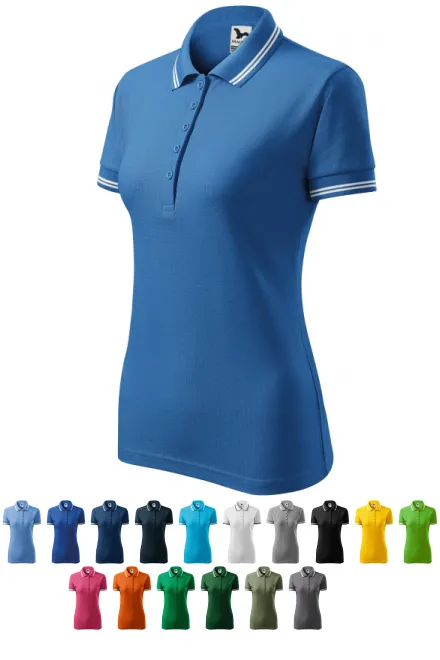 Contrasterend poloshirt voor dames, lichtblauw