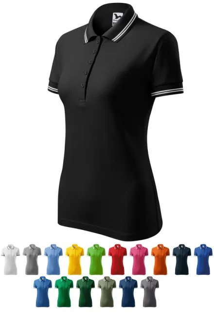 Contrasterend poloshirt voor dames, zwart