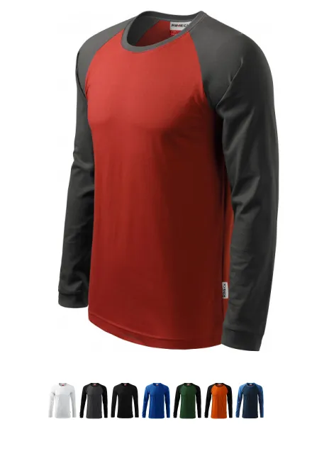 Contrasterend T-shirt voor heren met lange mouwen, marlboro rood