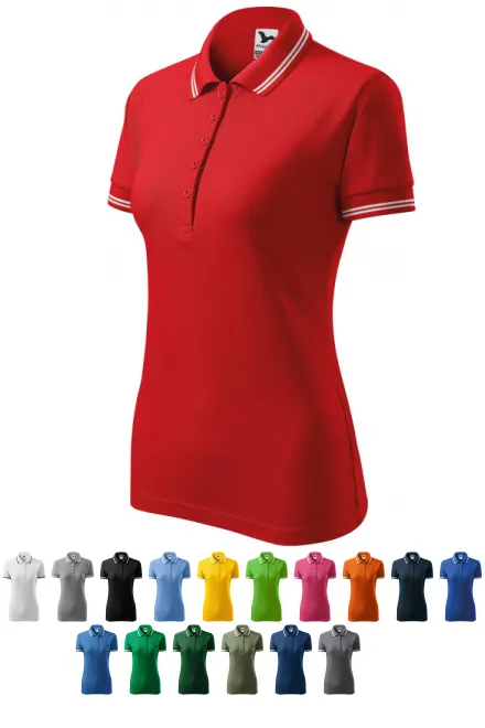 Dame kontrast polo shirt, rød