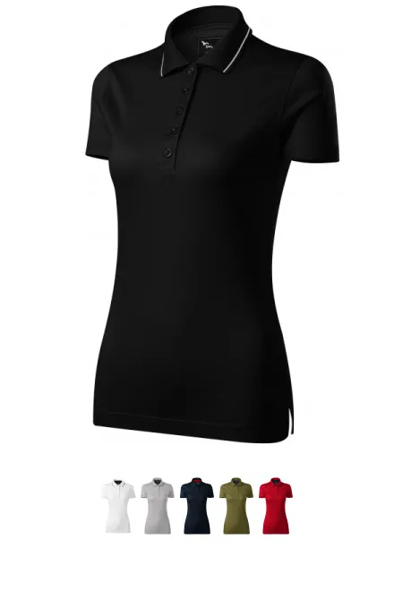 Damen elegantes mercerisiertes Poloshirt, schwarz