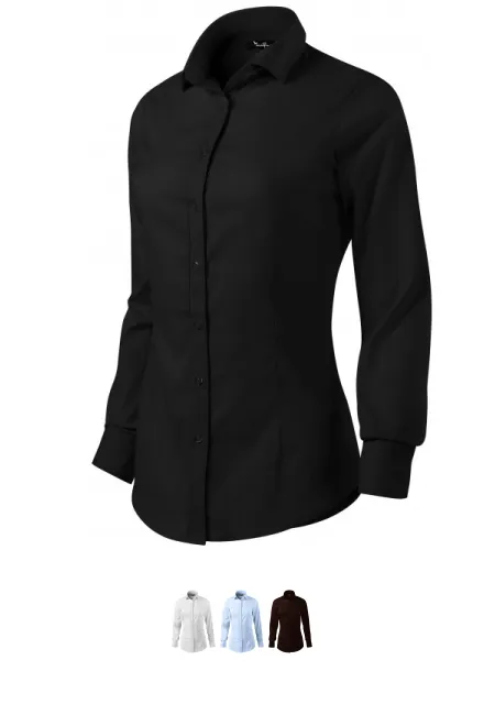 Damen Langarmbluse slim Fit, schwarz