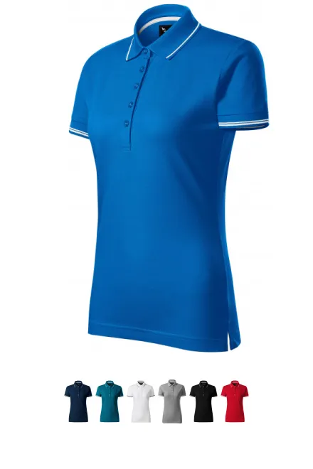 Damen Poloshirt mit kurzen Ärmeln, meerblau