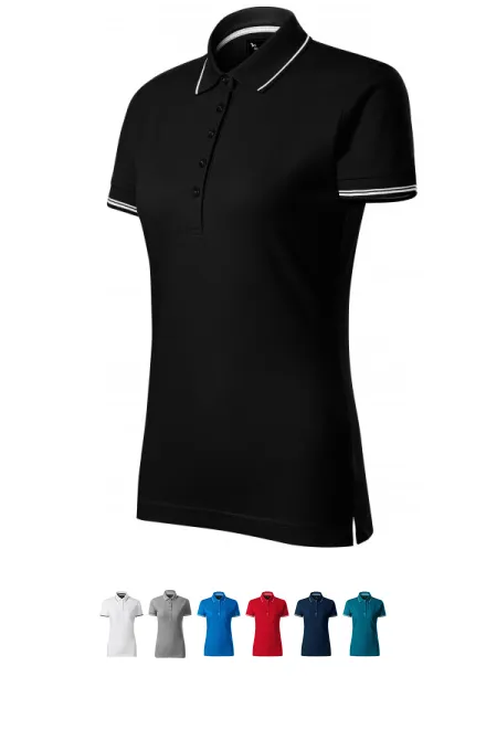 Damen Poloshirt mit kurzen Ärmeln, schwarz