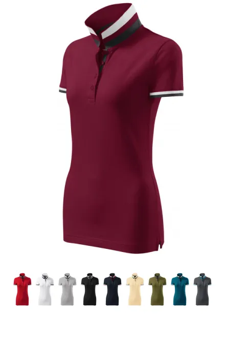 Damen Poloshirt mit Stehkragen, garnet