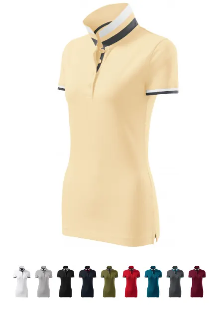 Damen Poloshirt mit Stehkragen, vanille