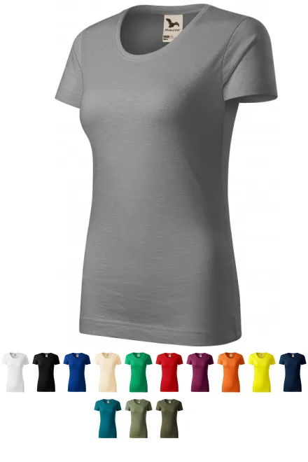 Damen-T-Shirt aus strukturierter Bio-Baumwolle, altes Silber