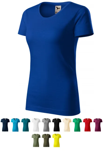 Damen-T-Shirt aus strukturierter Bio-Baumwolle, königsblau