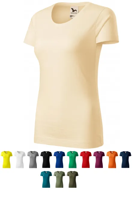 Damen-T-Shirt aus strukturierter Bio-Baumwolle, mandel