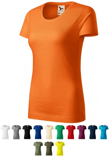 Damen-T-Shirt aus strukturierter Bio-Baumwolle, orange