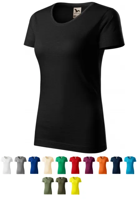 Damen-T-Shirt aus strukturierter Bio-Baumwolle, schwarz