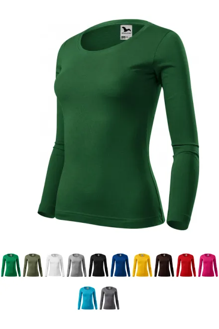 Damen T-Shirt mit langen Ärmeln, Flaschengrün