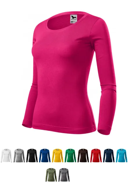 Damen T-Shirt mit langen Ärmeln, himbeere