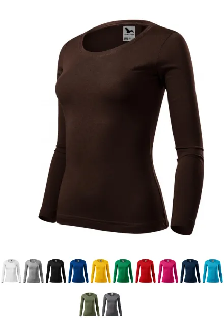 Damen T-Shirt mit langen Ärmeln, Kaffee