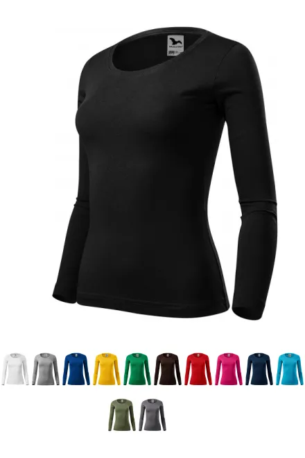 Damen T-Shirt mit langen Ärmeln, schwarz