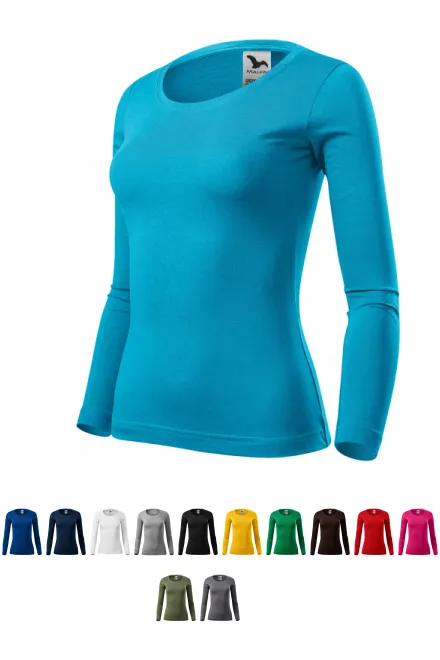 Damen T-Shirt mit langen Ärmeln, türkis