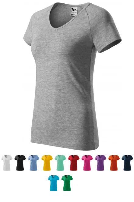 Damen T-Shirt mit Raglanärmel, dunkelgrauer Marmor